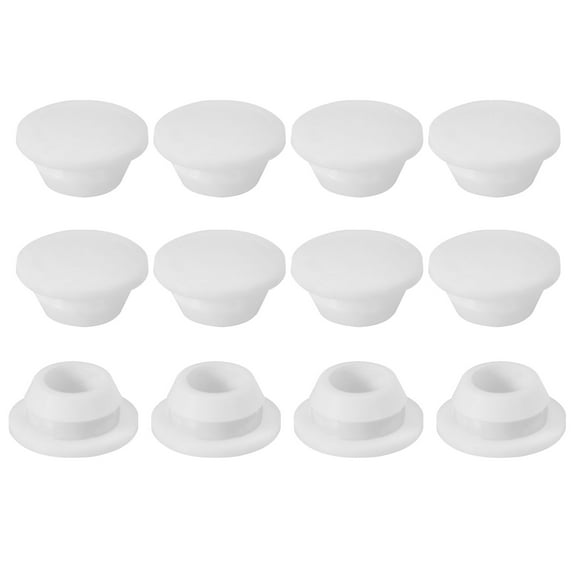 Uxcell Silicone Round Hole Plugs 10.5mm/0.41inch, Protective Cover Cap Head for Locking Furniture, White 12 Pack
