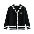 thumbnail image 5 of HCNTES Little Girls Cardigan Knitted Button-Down Long Sleeve Crewneck Sweater Cardigan Kids Winter Jacket(13-15 Years,Style1-Black), 5 of 5