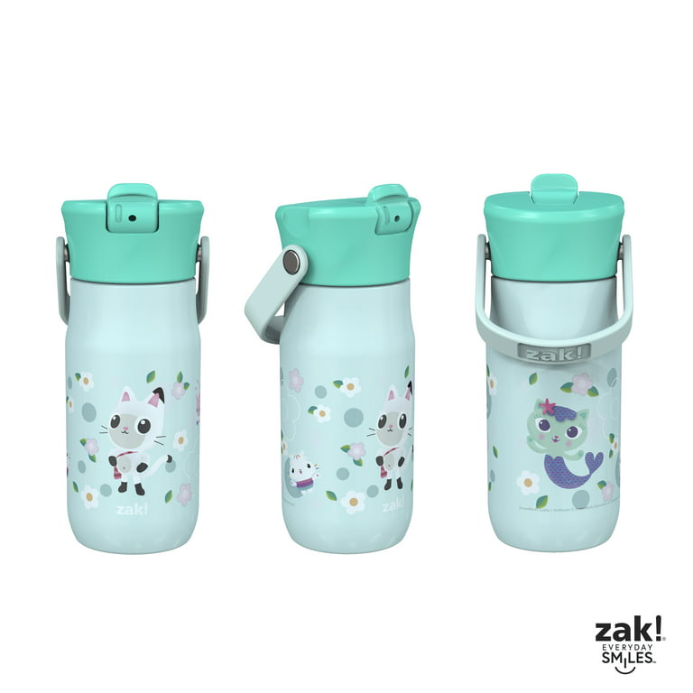 3 Pack Kids Water Bottles With Colorful Straws and Lids Rainbow Cups Zak!  NEW
