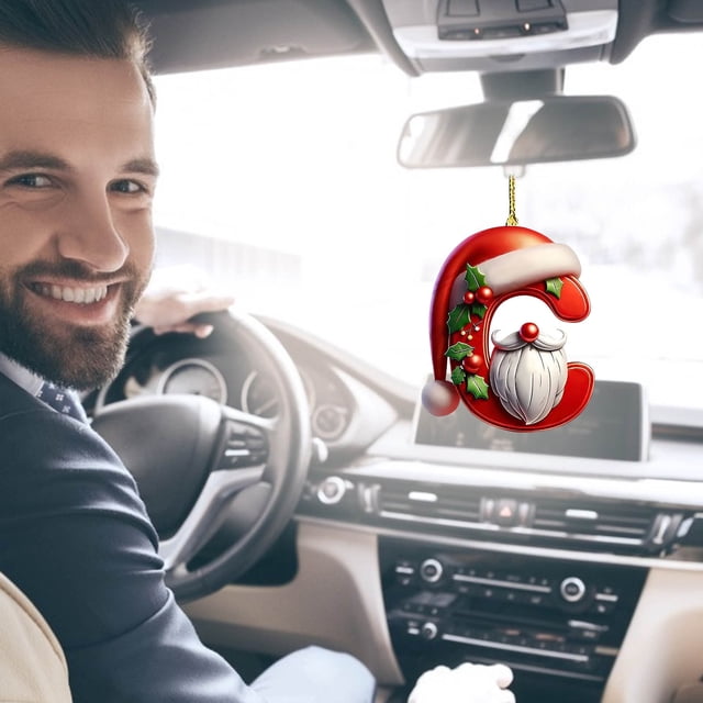 Colgante de Letra Navideña, Adorno Acrílico Personalizado para Árbol, Diseño Festivo Rojo, Decoración para Fiestas, para Colgar En Árbol o Porche, Regalo para Familiares y Amigos, 26 Opciones de Letr