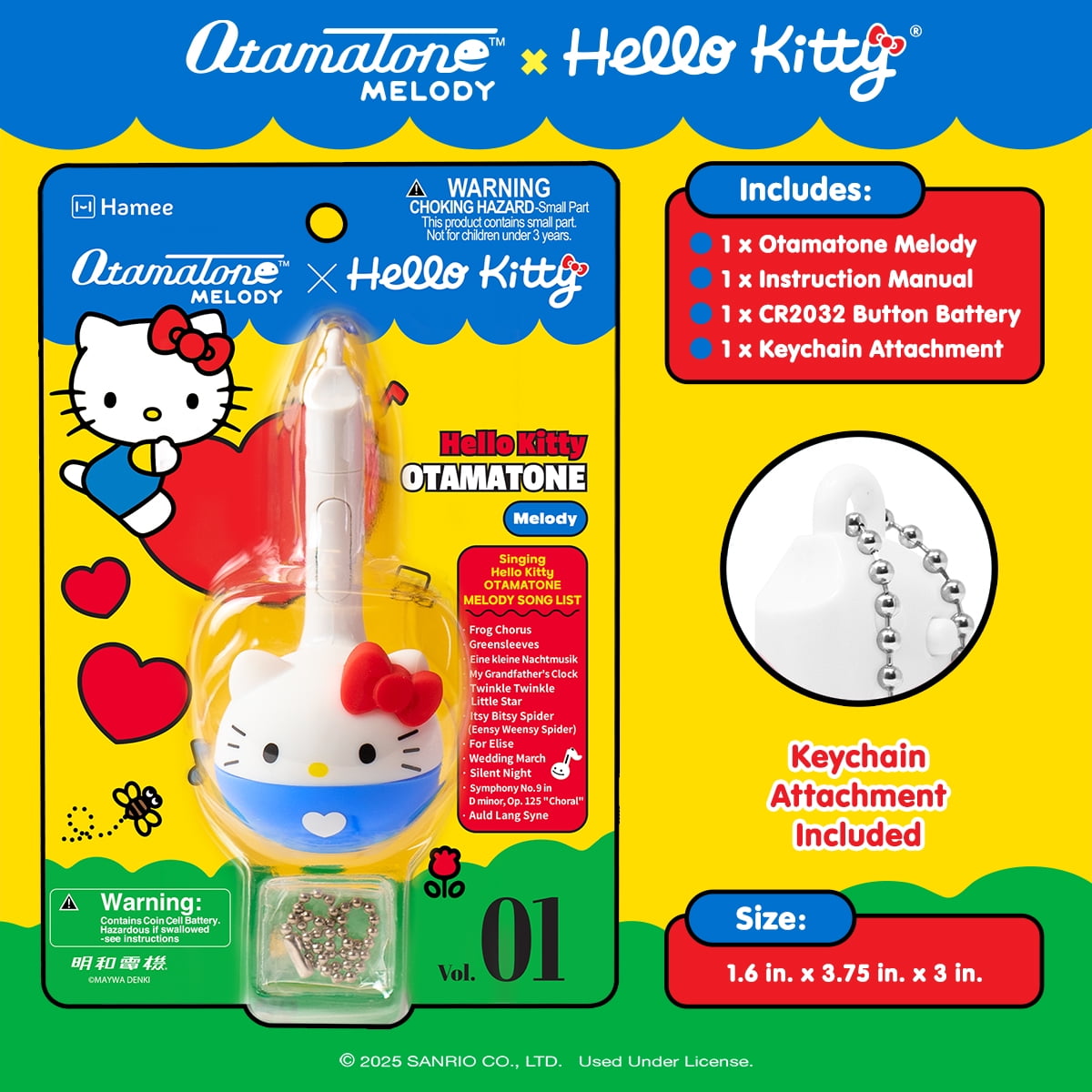 Otamatone Melody Sanrio Portable Small Size Electronic Keychain Musical Toy from Japan - Hello Kitty