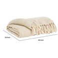 thumbnail image 5 of Benjara Woven Waffle Design Fabric Throw Blanket with Tassels, Set of 3, Cream, 5 of 5
