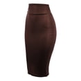 thumbnail image 2 of A2Y Women's Fitted Solid High Waist Back Slit Stretchable Midi Skirt Brown L, 2 of 5