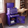 thumbnail image 4 of Costway 2 in 1 Tool Chest & Cabinet with Sliding Drawers Rolling Garage Organizer Purple Purple, 4 of 10