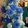 thumbnail image 5 of Christmas Glitter Poinsettia Artificial Flowers,12 Pack Christmas Tree Ornaments for Wreaths Garland Holiday Party, Xmas Decoration (Blue), 5 of 7