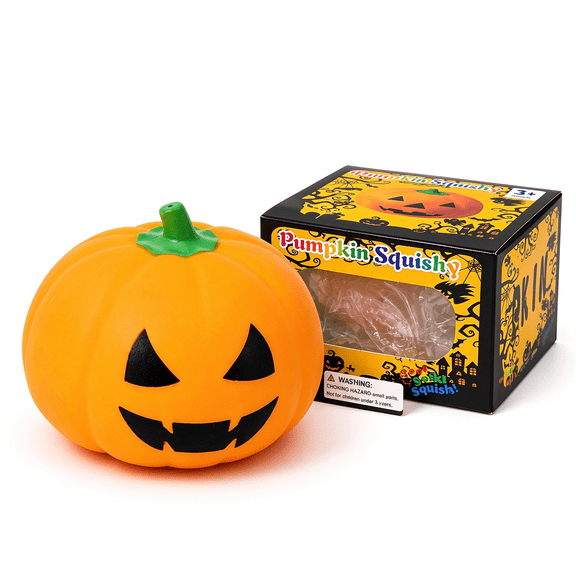 Jumbo Pumpkin Squishy Toy for Kids, Slow Rebound Soft Silicone Stress Relief Ball, Halloween Desktop Decor & Fall Harvest Gift