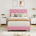 thumbnail image 2 of Platform Bed Frame with Upholstered Headboard, Bed Frame with Sturdy Wooden Slats Support, Modern Bedroom Furniture, No Box Spring Needed/Easy Assembly, 2 of 8