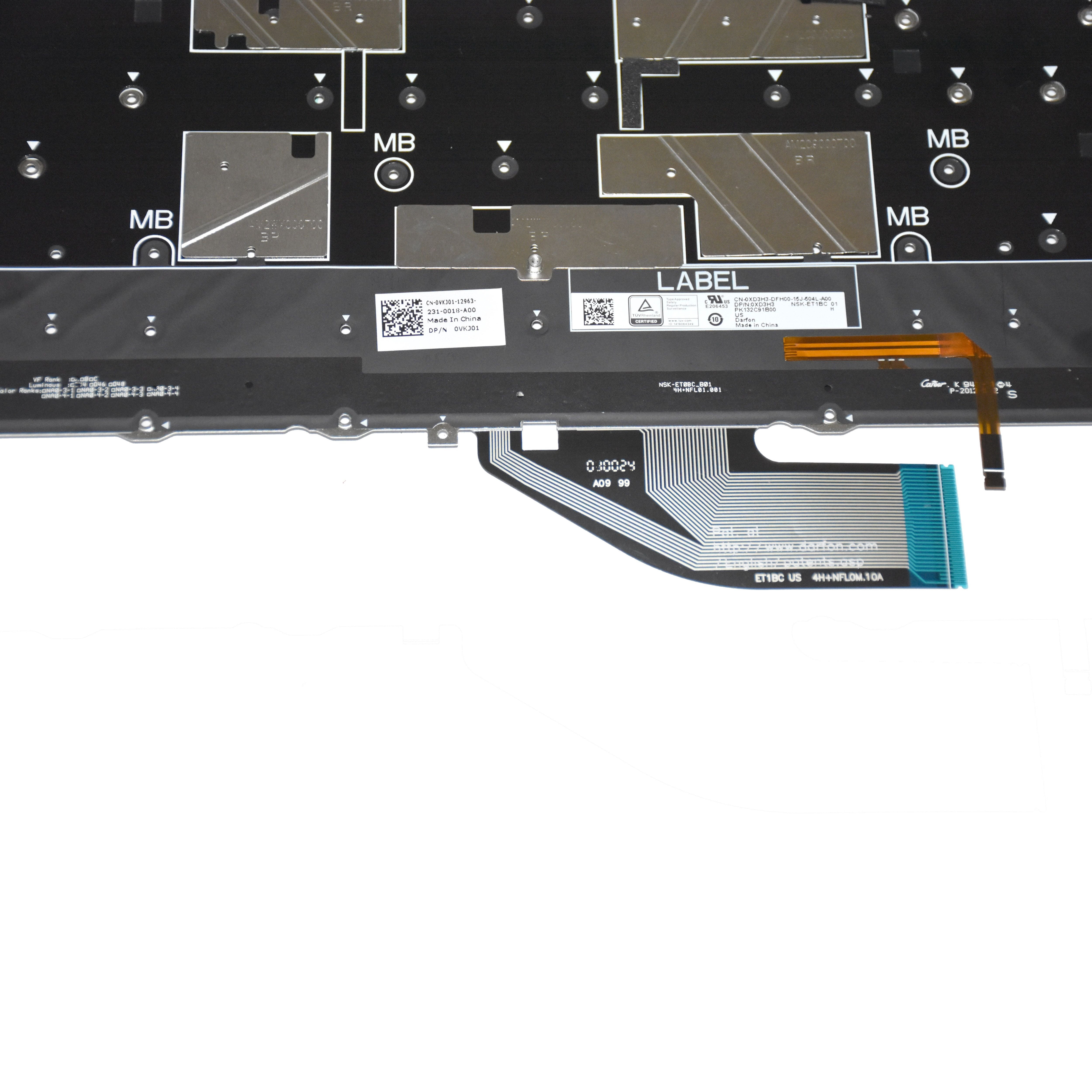 Dell XPS 13 7390/9310 2-in-1 White Backlit US QWERTY Keyboard – VKJ01
