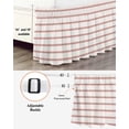 thumbnail image 3 of Red Striped Wrap Around Bed Skirts for Queen Bed 18" Drop, Bed Skirt with Adjustable Elastic Belt Dust Ruffle Bed Valance for Bedroom Hotel Luxury Rustic Red Stripe Modern Art Beige Bed Frame Cover, 3 of 7