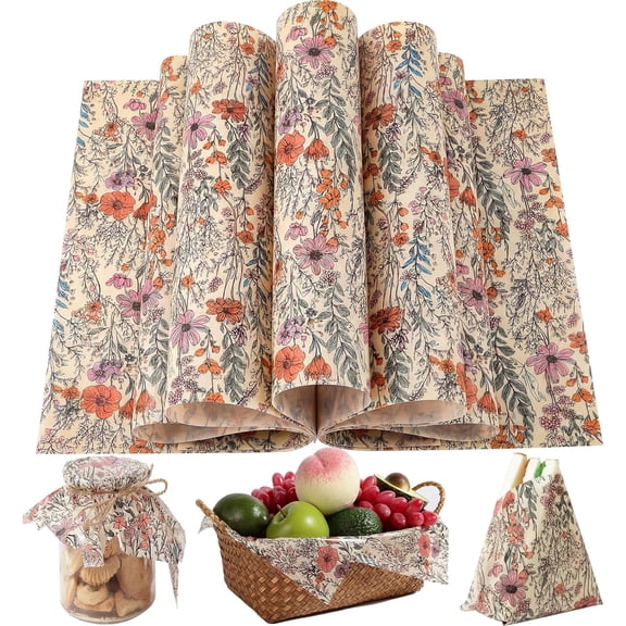 150 Pcs Wildflower Garden Floral Wax Paper Sheets for Food Deli, 9.8 x 8.3 inch Rero Wildflower Greaseproof Wrapping Paper for Sandwich Picnic Basket Liner Birthday Shower Party Supplies