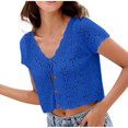 thumbnail image 2 of ATENAR Shirts for Women Lightweight Loose Womens Shirts Summer Croped Tee Dark Blue M, 2 of 8