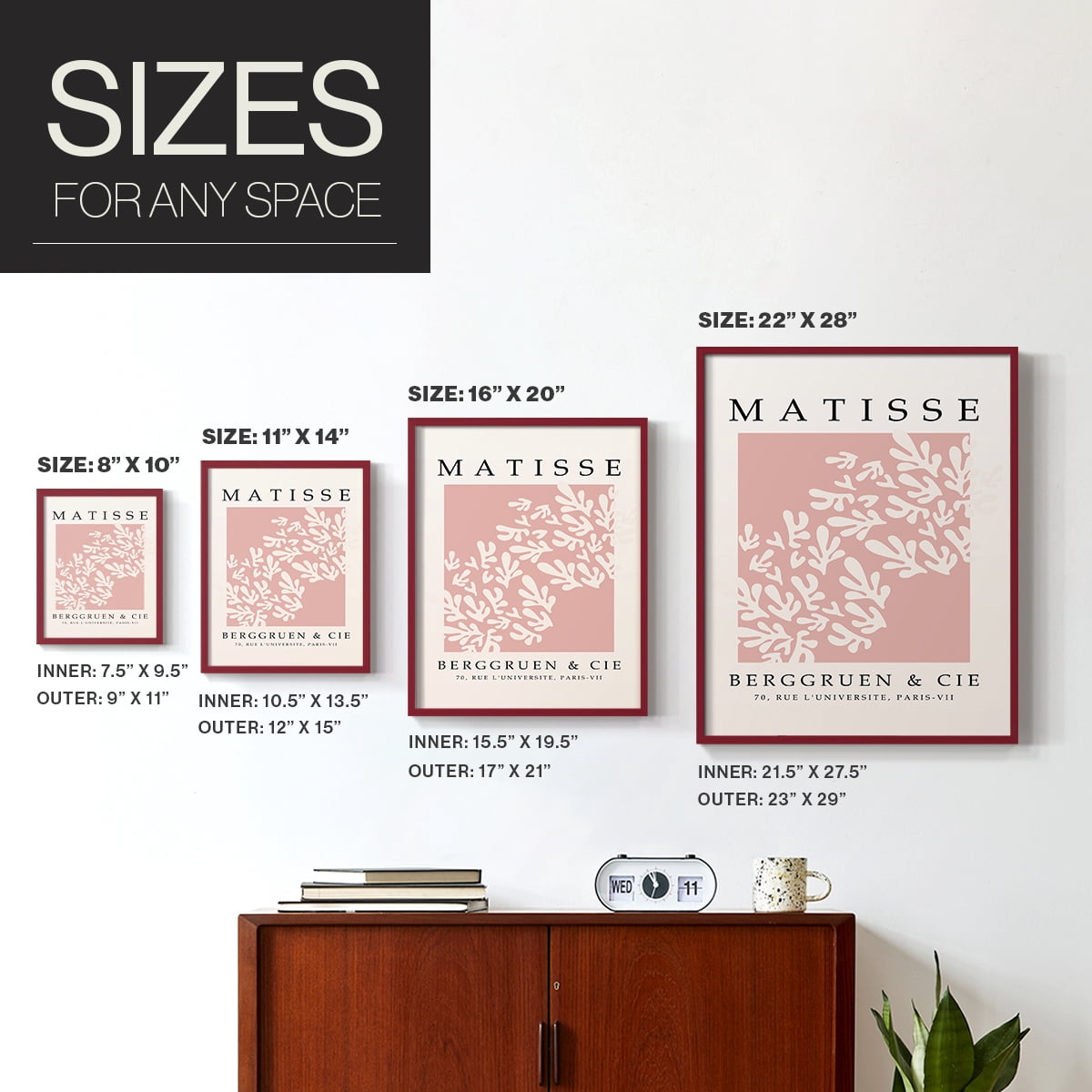 Matisse CXXIX Framed Print in Red Solid Wood 11 x 14 Framed Print