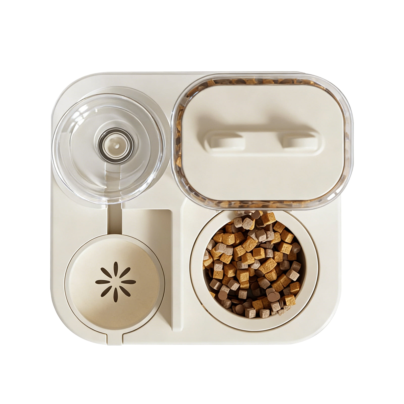 2-in-1 Automatic Cat Feeder and Water Dispenser, 2300ML Large Capacity Transparent Pet Food Feeder with 1000ML Gravity Water Bowl, Visible Window, Anti-Clog Design for Cats and Small Dogs, BPA-Free,