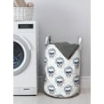 thumbnail image 3 of Hipster Laundry Bag, Skull with Headphones on Splashes Musical Notes, Hamper Basket with Handles Drawstring Closure for Laundromats, 13" x 19", Slate Blue Rose, by Ambesonne, 3 of 4