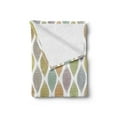 thumbnail image 2 of Leaf Soft Flannel Fleece Throw Blanket, Scribbled Motifs on Pastel Colored Uneven Ogee Forms Vintage Inspirations, Cozy Plush for Indoor and Outdoor Use, 60" x 80", Multicolor, by Ambesonne, 2 of 5