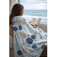 thumbnail image 4 of Serafina Home Decorative Ocean Life Coastal Throw Blanket: Soft Plush Velvet Fleece Calming Hues of Blues Beige on White, Accent for Sofa Couch Chair Bed or Dorm, 4 of 17