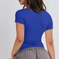 thumbnail image 5 of YDKZYMD Crop Tops for Women Basic Double Line Y2k T Shirts Going Out Crew Neck Slim Fit Tight Shirts Short Sleeve Stretch Going Out 2024 Trendy Tee Tops Blue 2XL, 5 of 5