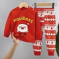 thumbnail image 2 of TOWED22 Baby Toddler Boy Fall Winter Set 2Pcs Long Sleeve Printed Round Neck T-Shirt Elastic Waist Pants Soft Warm Outfits Clothes(Red,5-6 Y), 2 of 4