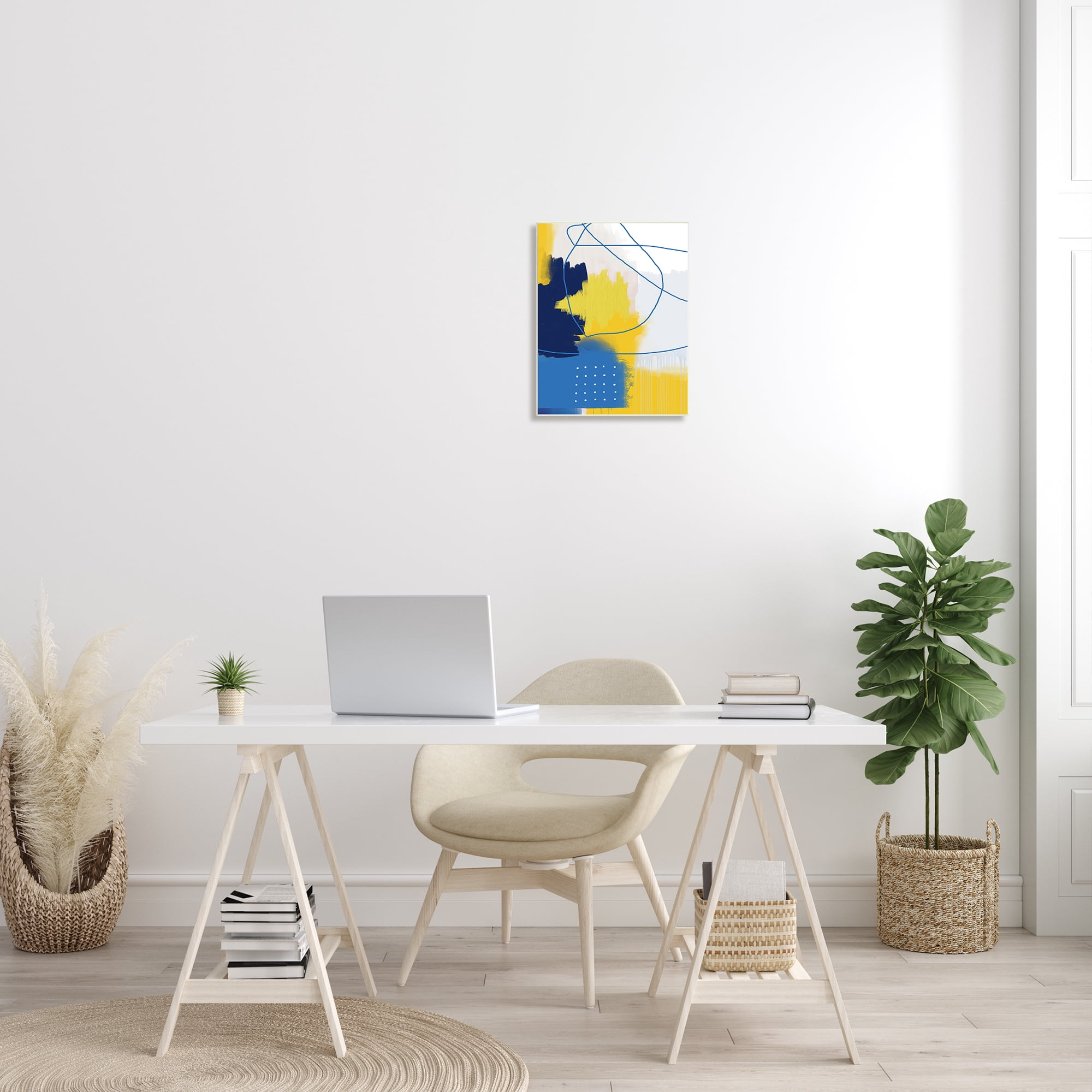 Stupell Industries Bold Lively Shapes Modern Blue Yellow Abstract Collage, 13 x 19, Design by Urban Epiphany