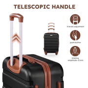 Gowill 6 Piece Luggage Sets,13/20/24/28 inch Hardside Lightweight ABS Suitcase With Expandable Duffle Bag (Black Tan)