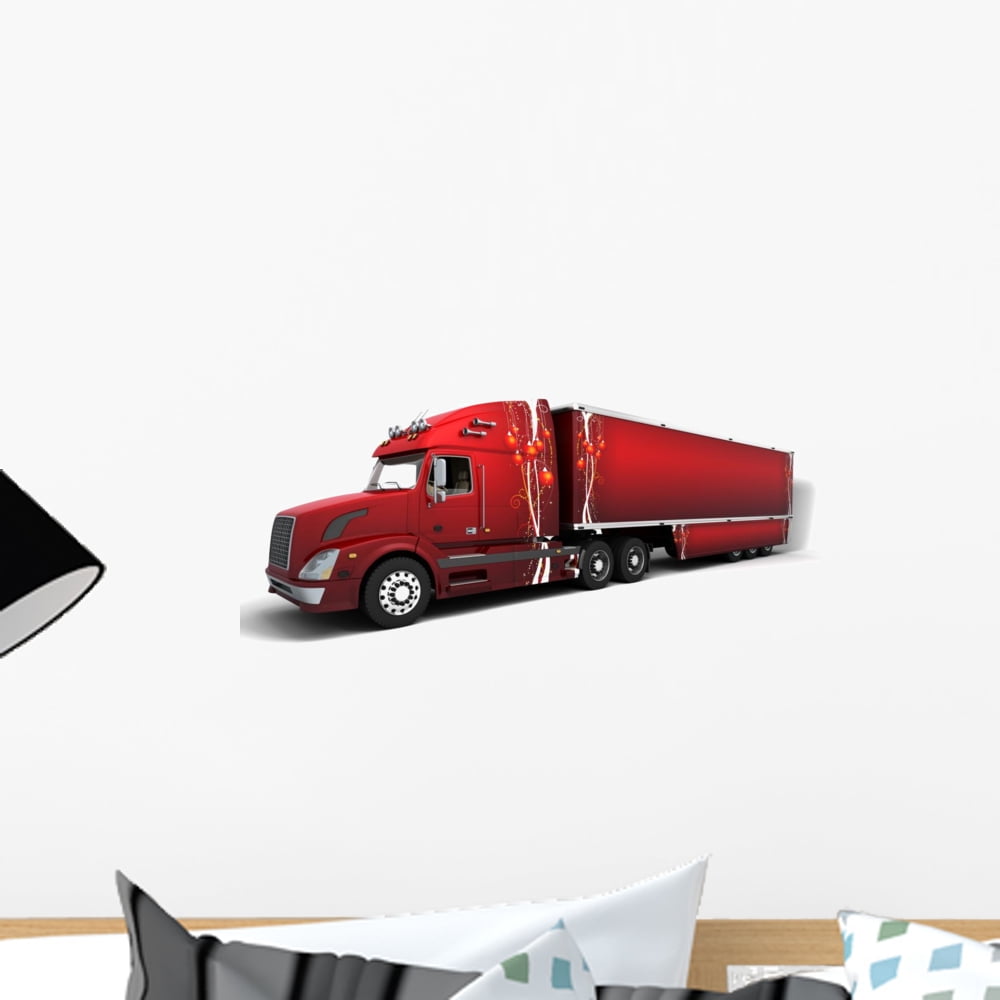 Christmas American Semitrucks Wall Decal by Wallmonkeys Peel and Stick