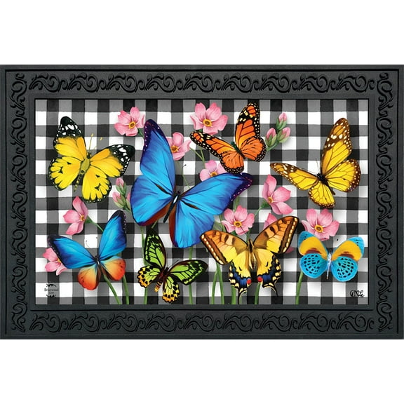 Briarwood Lane Checkered Butterflies Spring Doormat