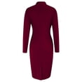 thumbnail image 5 of Women's Solid Color Blazer Dress, Wrap Style Buttoned Midi Dress with Long Sleeves, Formal Work Dress and Business Casual Office Wear for Women Wine L, 5 of 9