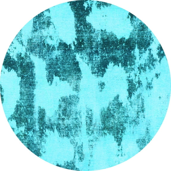 Ahgly Company Indoor Round Abstract Light Blue Modern Area Rugs, 6' Round