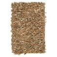 thumbnail image 4 of SAFAVIEH Leather Shag Dimitri Solid Area Rug, Grey/Beige, 5' x 5' Round, 4 of 10