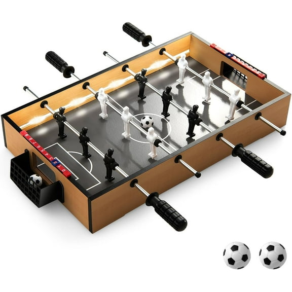 SRJUYK 20" Mini Foosball Table with LED Lights, 2 Balls & Non-Slip Handles, Portable Tabletop Soccer Game for Kids Adults Party Bar Office Family Game Night