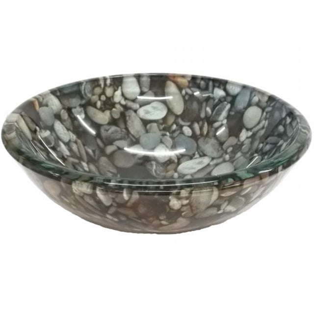 EB-GS39 14 in. Natural Pebble Pattern Glass Vessel Sink