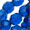 Czech Fire Polished Glass Round Beads 8mm Capri Blue (25)