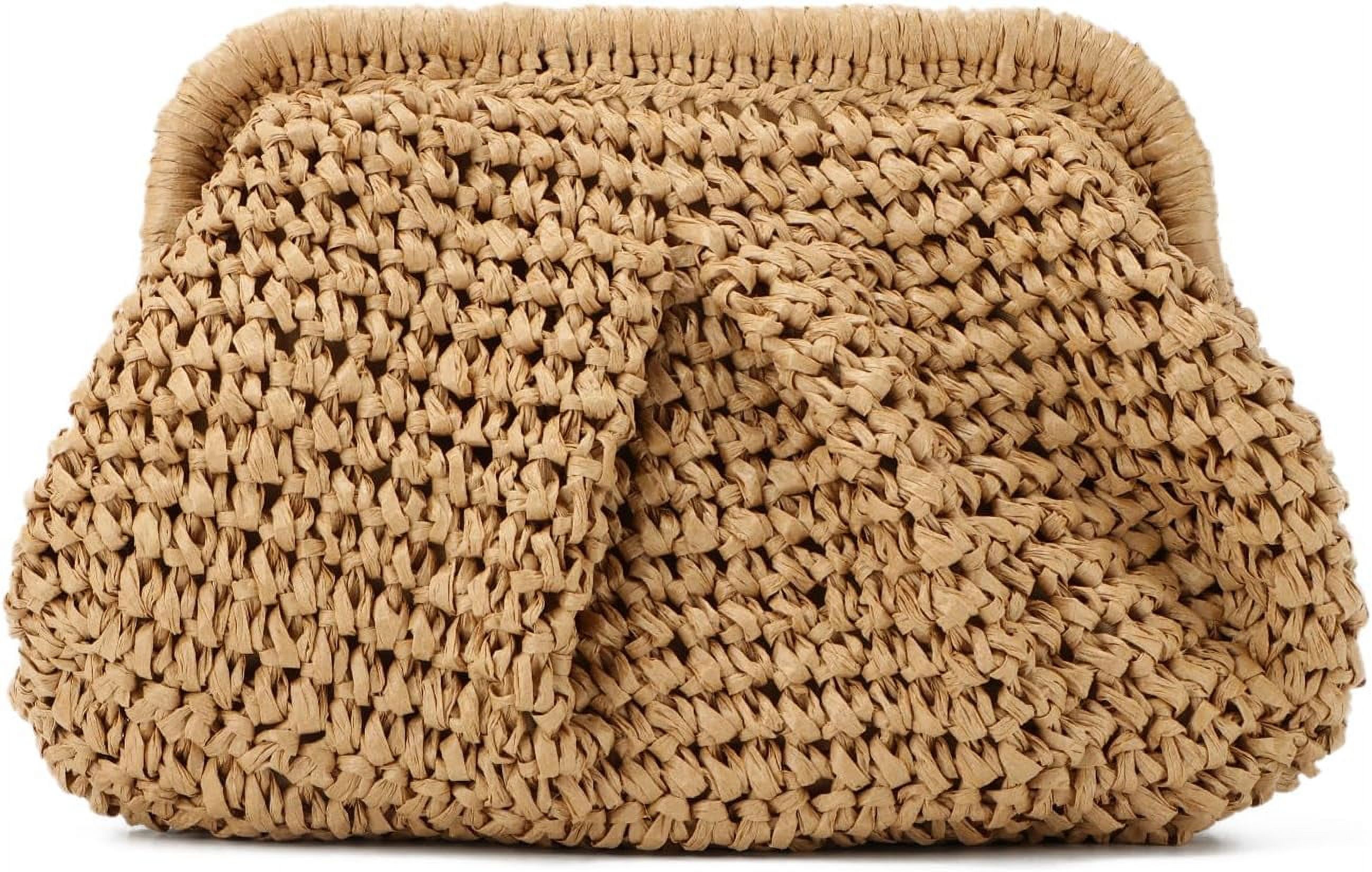 Zhengup Straw Clutch Purses for Women Small Woven Dumpling Bag Summer Beach Clutch Wicker Crossbody Purses