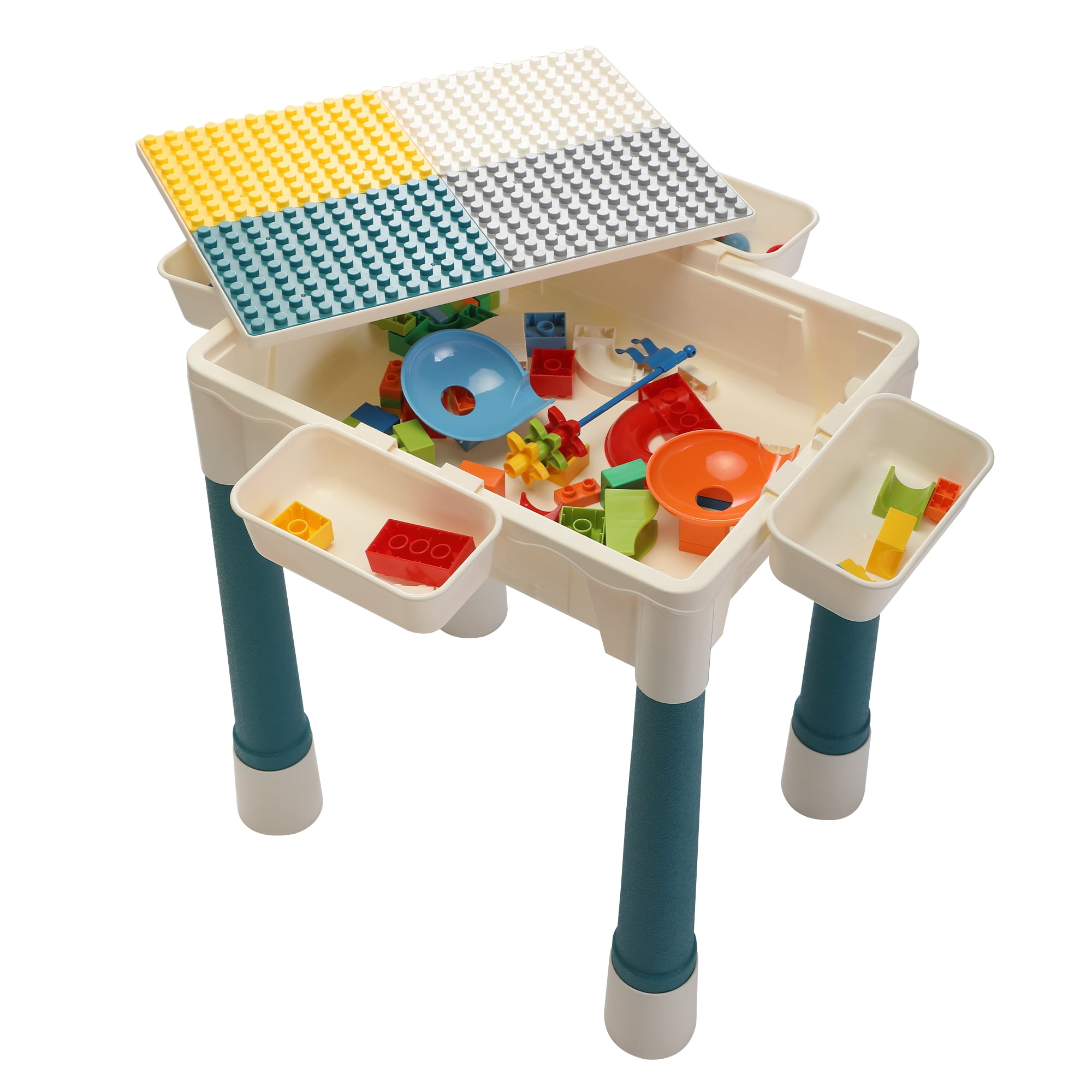 Lowestbes Multi-Function Building Blocks Table-Gray and Green Lowestbes Multi-Function Building Blocks Table-Gray and Green