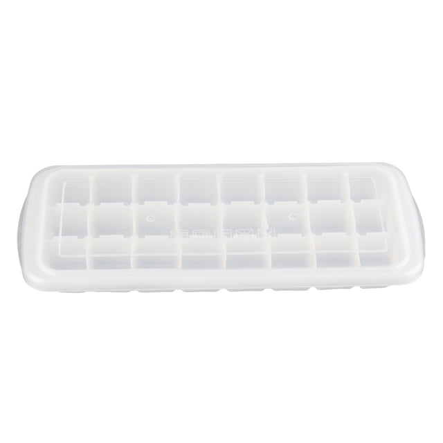 Bandeja para moldes de hielo de 24 rejillas con cubierta sellada Molde para cubitos de hielo de silicona flexible de grado alimenticio