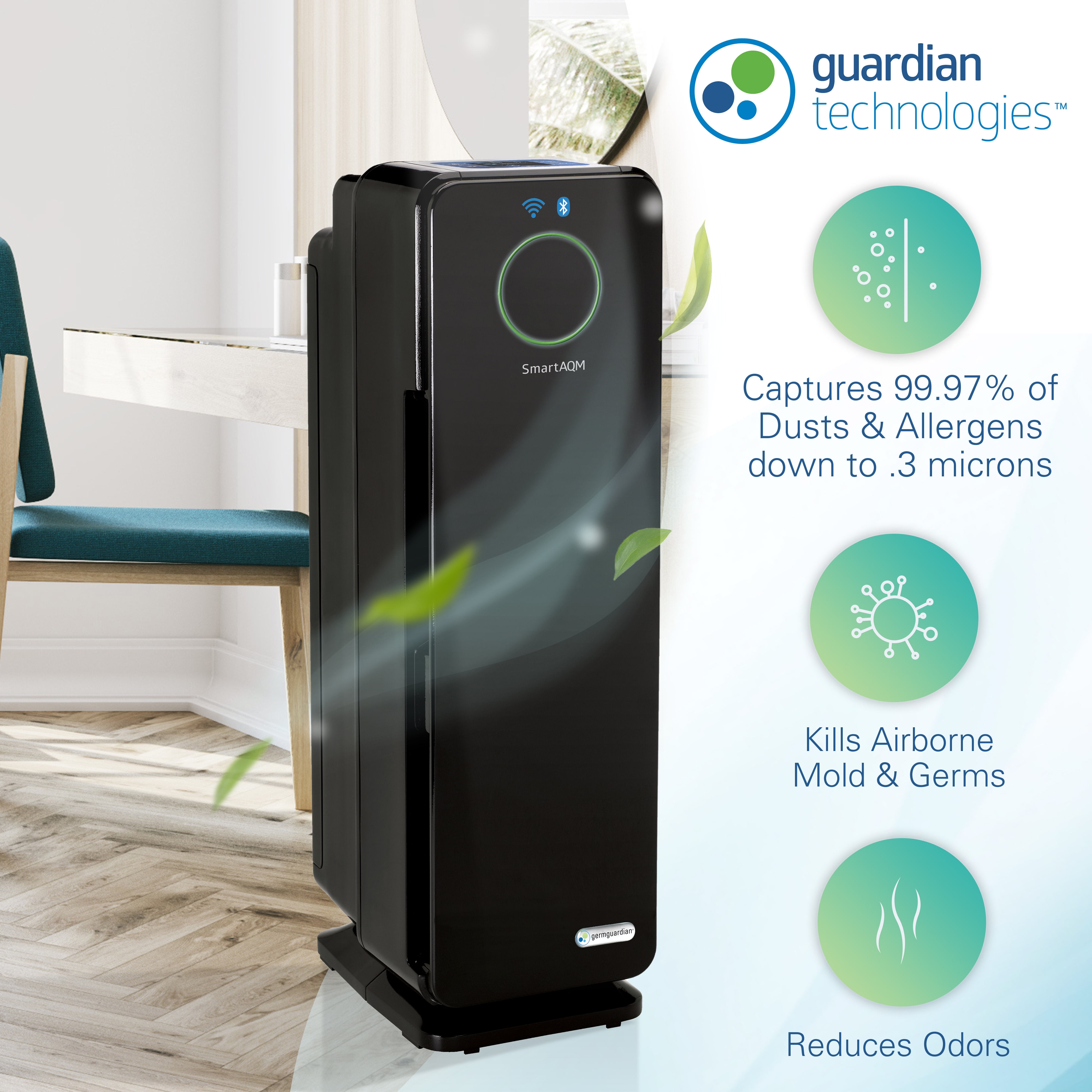 GermGuardian Air Purifier with HEPA Filter Wi Fi Bluetooth UV C 148 Sq. ft. CDAP4500BCA