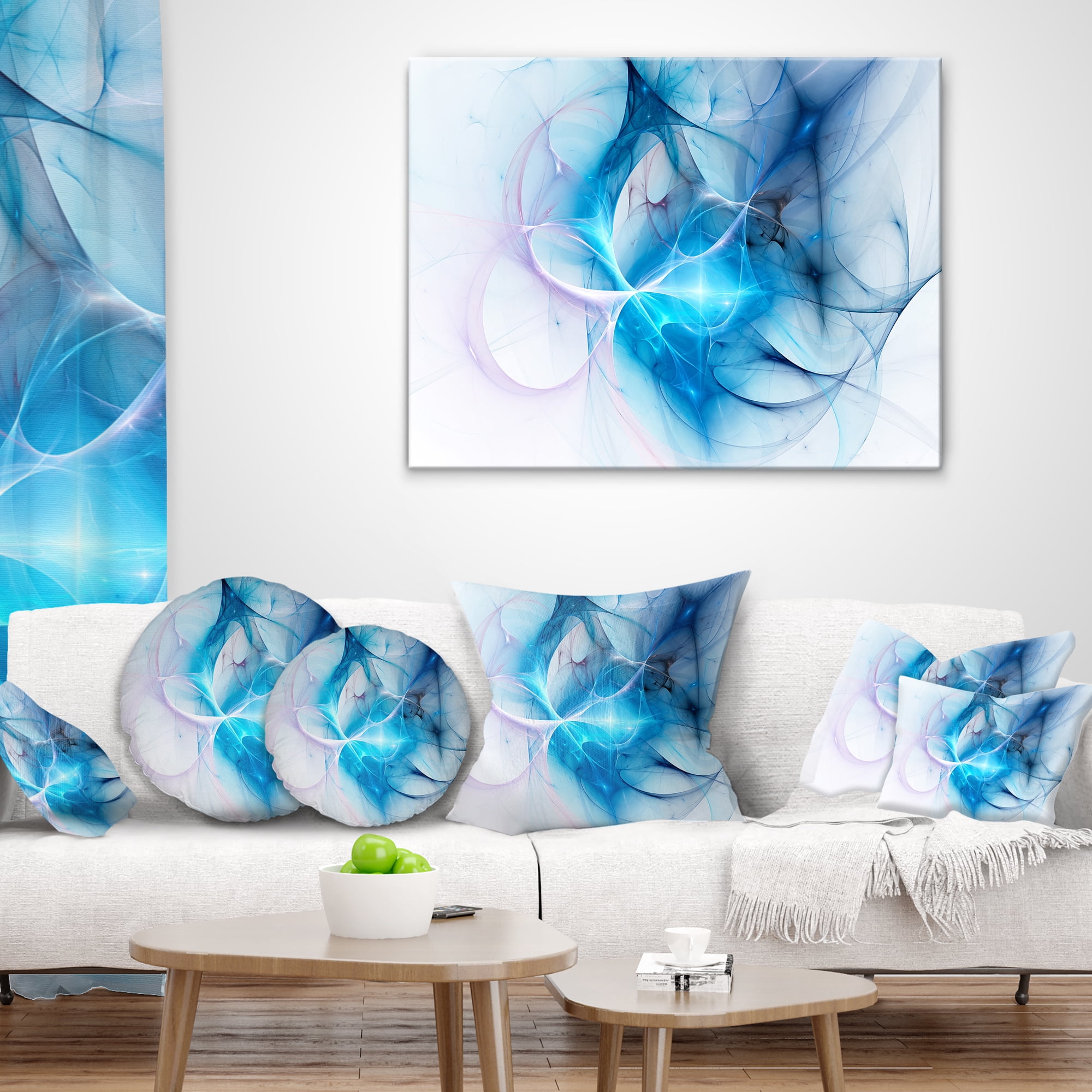 Designart Blue Nebula Star - Abstract Throw Pillow - 12x20