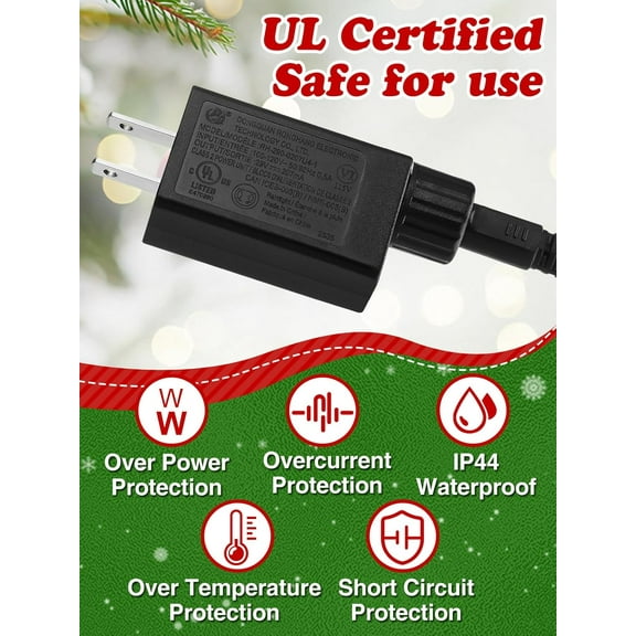 OTGFRF-2pcs 29V 0.2A Class 2 Power Supply with 9.8ft Extension Cord - Christmas Tree LED Adapter, 120V 12W IP44 Waterproof Transformer Replacement Plug for Xmas Holiday String Lights