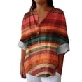 thumbnail image 1 of WZXFASHION T-shirt à Manches Longues Imprimé Rétro pour Femmes, Manches Trois-Quarts, Liquidation, 1 of 4