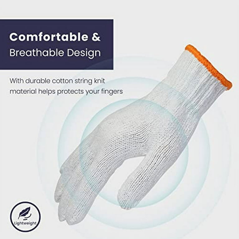 Dropship Two Side Dots Cotton String Knit Gloves Pack Of 24 Gloves White  Color With PVC Black Dots Work Gloves For Cooking Barbecue Grill Garden  Painter Mechanic Work Industrial Warehouse Men Women