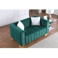 thumbnail image 4 of 62"L Velvet Channel Tufted Sofa, Modern Upholstered Couch with Metal Legs and Pillows, Traditional Chesterfield Loveseat Sofa for Bedroom, Office, Living Room, Dark Green, 4 of 9