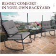 thumbnail image 2 of SUNCROWN 3 Pieces Outdoor Rocking Chair Set Patio Wicker Rattan Bistro Set Conversation Furniture with Cushions and Glass Coffee Table(Beige), 2 of 13