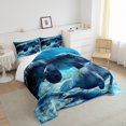 thumbnail image 2 of 3D Manatee King Comforter Set,Manatee Lovers Bedding Set Teens Adult,Underwater World Duvet Insert,Ocean Life Down Comforter Manatee Birthday Gift with 2 Pillow Cases,Blue, 2 of 5