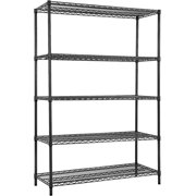 Land Guard 5 Tier Black Storage Racks and Shelving - 48" L x 20" W x 72" H Heavy Steel Material Pantry Shelves - Each Unit Loads 350 Pounds Wire Shelf, Suitable for Warehouses, Closets, Kitchens……