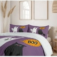 thumbnail image 6 of Ambesonne Halloween Duvet Cover Sets, Funny Ghost Cat Says Boo, 2-King, Pale Eggplant and Multicolor, 6 of 7