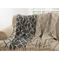 thumbnail image 3 of Chic Moroccan Tile Tasseled 100% Cotton Throw Blanket - 50"x60" (Grey), 3 of 3