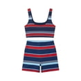 thumbnail image 5 of Matching Sets for Women Striped Fold Over Boho Stripe Micro Short Sets Women 2 Piece Casual Outfits (Blue,XS), 5 of 6