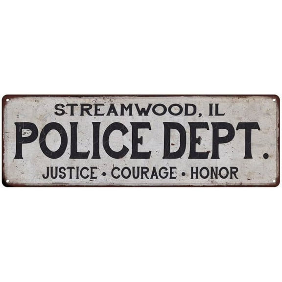 STREAMWOOD, IL POLICE DEPT. Home Decor Metal Sign Gift 6x18 206180012922