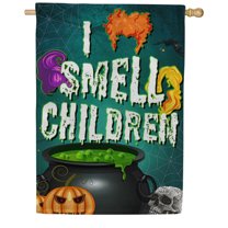 America Forever Halloween I Smell Children House Flag 28×40 inch Double Sided for Outside Witches Hocus Pocus Halloween Decor Black Holiday Outdoor Yard Flag