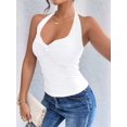 thumbnail image 6 of Halter Tops for Women Going Out Tank Tops Twist Front Slim Fit Backless Sleeveless Y2k Corset Tops White M, 6 of 10